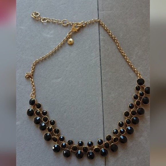 J. Crew Black Stone Gold Tone Necklace - Picture 1 of 6